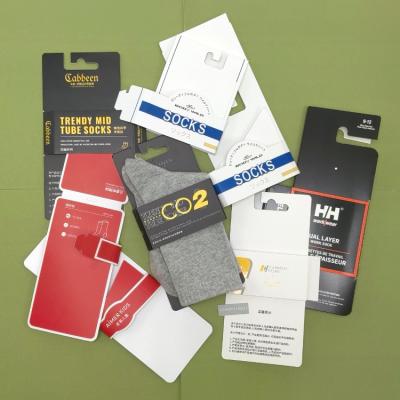 China High Quality Sustainable Recycle Custom Logo Printed Label Header Card Thick Hang Folded Packaging Paper Sock Tag for sale