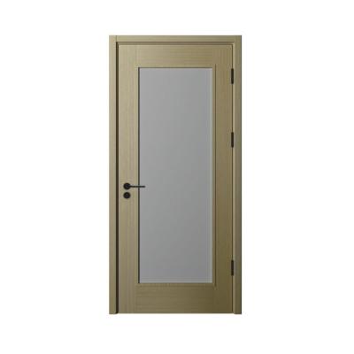 China Sound Insulation / Waterproof Cheap Price Frosted Glass Composite Door Wooden Doors With Simple Grid Design for sale