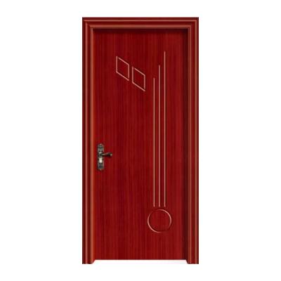 China Modern Single Flat Design HDF Wooden Door Waterproof PVC Wooden Doors For Projects for sale