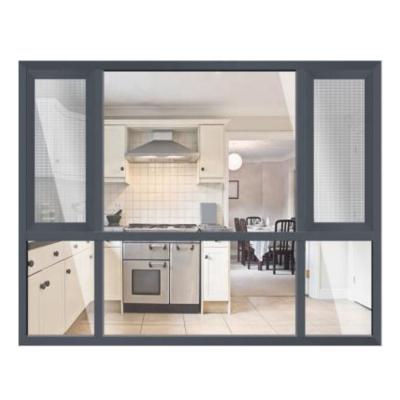 China Sound Insulation Slim Aluminum Frame Double Glazed With Grill Windows Design Sound Proof Double Glazed Casement Windows for sale