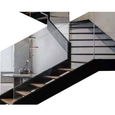 China Modern Modern Indoor Staircase Glass Staircase With Driftwood Step Straight Staircase Designs for sale