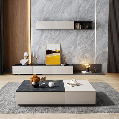 China 2021 Modern Design TV Cabinet New Rock Panel TV Cabinet Coffee Table Combination Minimalist Wall Cabinet Set Nordic Small Apartment for sale