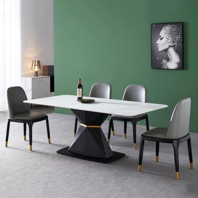 China Storage Fashion Rock Panel Dining Chair Set Nordic Simple Style Household Type Apartment Rectangular Dining Table for sale