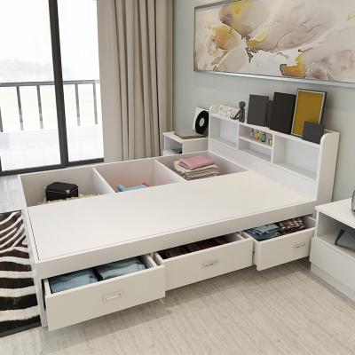 China Comfortable single modern high boxed storage bed double 1.5m flat bed1.2m large small house storage bed customized for sale