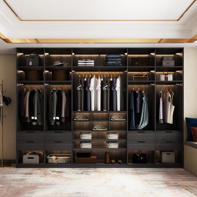 China Modern design simple and modern glass wardrobe with light Nordic beauties bedroom large wardrobe cloakroom home open wardrobe for sale