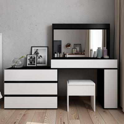 China Simple and Modern Folding Dressing Table Bedroom Dressing Table Large Capacity Apartment Height Combination Black and White Dressi Storage for sale