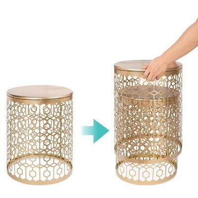 China Modern Luxury Round Metal Adjustable Table Living Room Gold(Other) Side Table For Living Space for sale