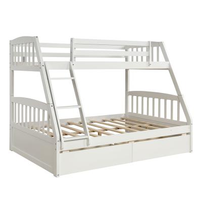 China Modern Kids Bedroom Furniture Set Solid Wood Bunk Bed Kids Beds With Two Storage Drawers White for sale