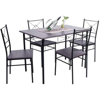 China (Other)Adjustable Cheap Dining Table Sets Dining Room Furniture Metal Wood Frame 5 Piece Dining Table Set With 4 Chairs for sale