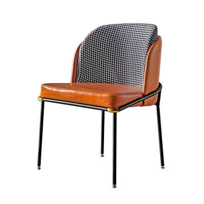 China Fashionable And Simple Load Bearing Iron Chair Leather Living Room Dining Chair For Cafe Restaurant for sale