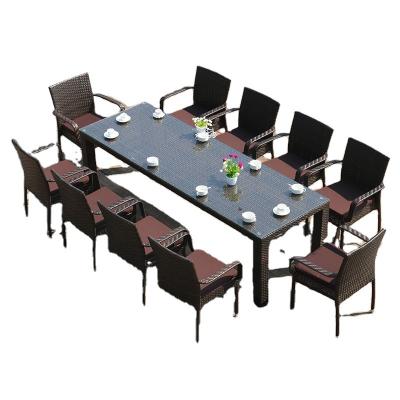 China Durable Hot Selling Rattan Furniture Garden Dining Table And Chair With Long Table for sale