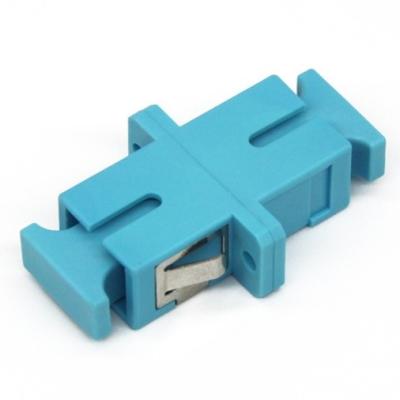 China - SC OM3 MM SX_01 Aqua Color SC OM3 Fiber Optic Adapters With Multi Clamp Mode for sale