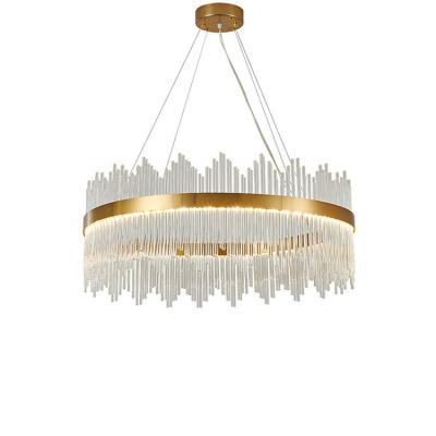 China Crystal Glass Pendant Light Chandeliers Creative Round Led Postmodern American Style Light Luxury Ceiling For Bedroom for sale