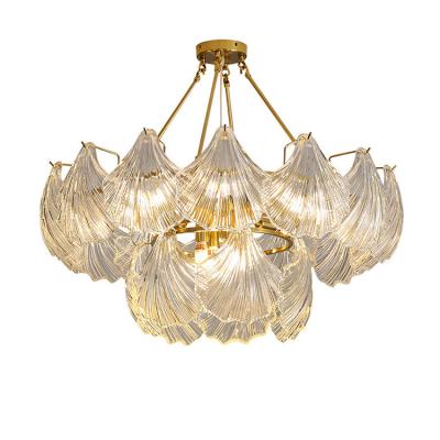 China Modern Factory Wholesale Modern Round Pendant Light Luxury Brass Glass Chandelier Light Lamp for sale