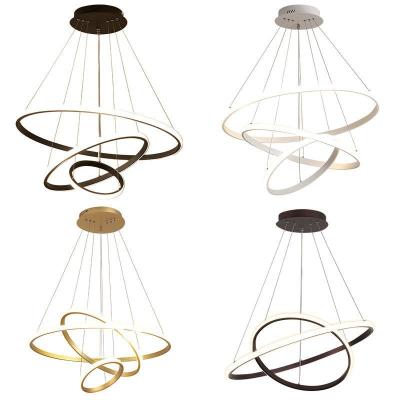 China Modern Luxury Gold Ring Ceiling Hanging Pendant Lights Circle Round Chandeliers For Dining Room for sale