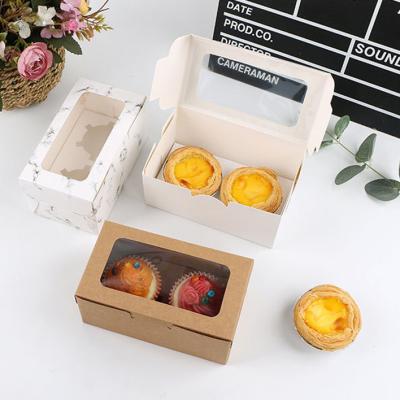 China Customized Recyclable White Water Oil Proof Take Away Cupcake Cake Gifts Pastry Bakery Food Packaging Paper Boxes With Clear PVC Window for sale