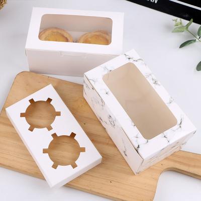 China New Take Out Recyclable Disposable Cake Box Take Out Container Food Packaging Paper Cardboard Boxes With Clear Window Lid for sale