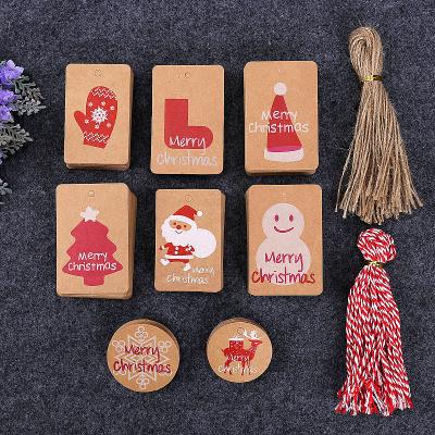 China Europe Custom Logo 50 PACK Christmas Decoration Hang Tag Paper Die Cut With String Gift Paper Design Wrapping Paper Hang Tag For Christmas for sale