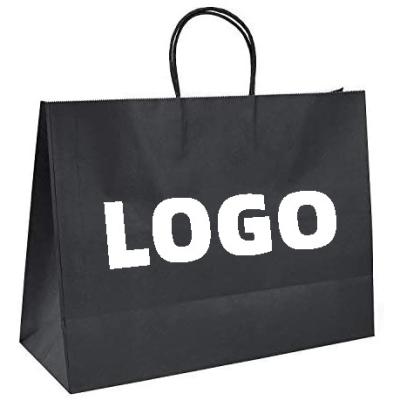 China Materials Recycled In Stock Paper Brown Lunch Kraft Shopping Bags OEM ODM Customized LOGO Packaging Manufacturer Black Retail Bag With Handle for sale