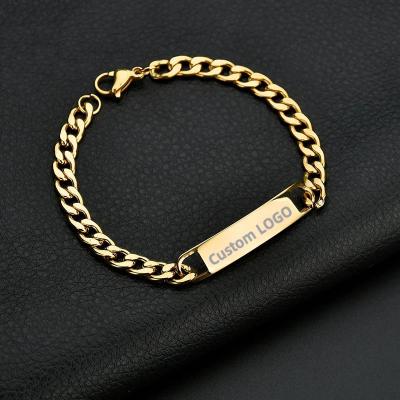 China LOGO Stainless Steel Chain Adjustable Cuban Link Bracelet Bangle Gold Silver Fashion Business Promotion Custom Gift for sale