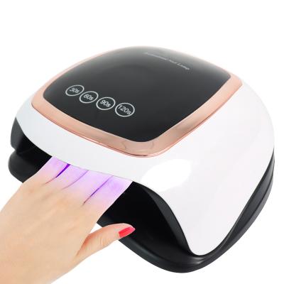 China Nail Art Beauty Big Space Four Speed ​​Timing Led Nail Lamp Professional 168w Led Touch Screen UV Nail Lamp Two Hands for sale