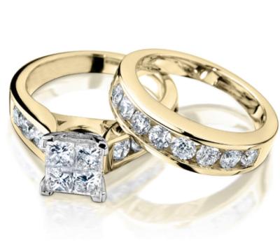 China Beautiful Stunning High Quality 100% Real Looking Diamond Engagement Ring With Natural Band In Yellow Gold for sale