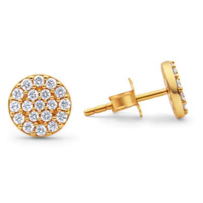 China CLASSIC Real Round Cut Shiny Diamond Studded Screw Back Stud Earring For Women In 14Kt Yellow Gold for sale