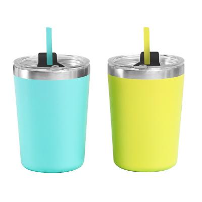 China Food Grade Silicone Straw Vacuum Insulated Tumblers Stackable Stainless Steel Viable Reusable Kids Cups For Toddlers for sale