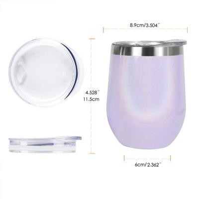 China 18/8 Reusable Stemless Insulated Stainless Steel Wine Tumblers 12 Ounce Food Grade Travel Sparkle Coffee Wine Glass For Home for sale