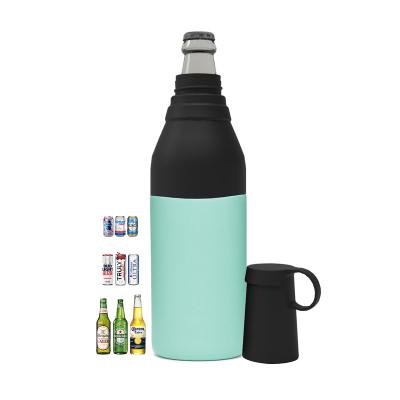 China Striking New Viable Seafoam 12oz Standard Bottle Can Insulator Custom Beer Can Holder Insulated Cooler Sleeve With Handle for sale