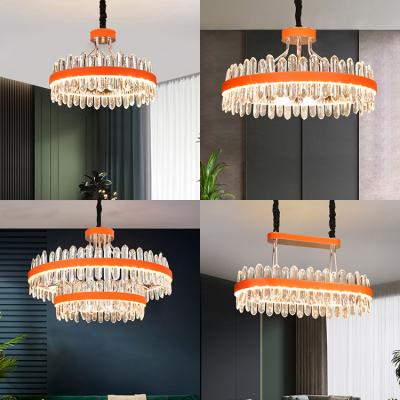 China Modern Stylish Indoor Hanging Hotel Crystal Pendant Light GANVA LED Light Living Room Chandeliers for sale