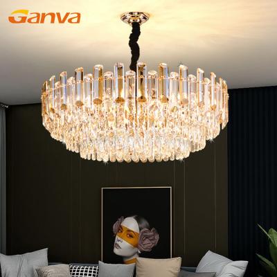 China Wholesale Modern Hotel Indoor Banquet LED Luxury Crystal Chandelier GANVA Luxury Pendant Light Gold for sale