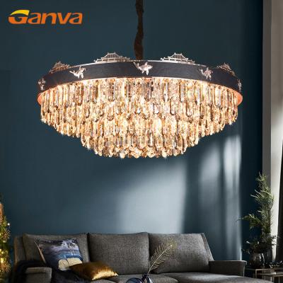 China GANVA Modern Luxury Design Living Room Lobby LED Pendant Light Crystal Chandeliers for sale