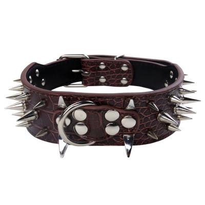 China Durable PU Pet Collar Rivet Dog Belt Horn Spike Dog Collar Pet Supplies Dog Chain for sale