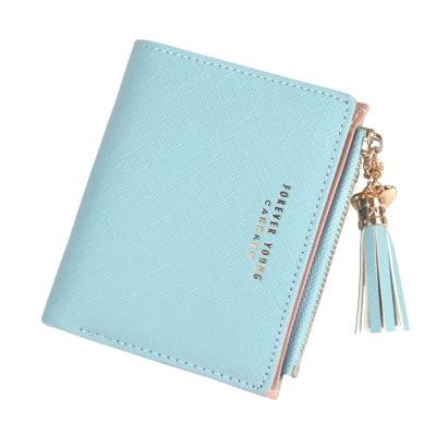 China Anti-theft Candy Colors Fashionable Ladies Short Foldable Leather Wallet Wallet For Women for sale