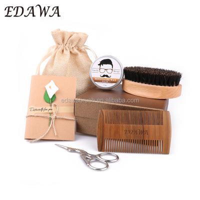 China Naturally Eco-Friendly Men's Boar Hair And Beech Wood Beard Grooming Brush Beard Grooming Kit for sale