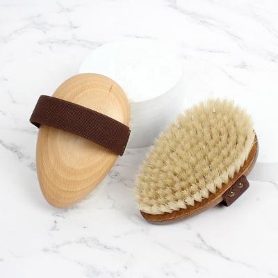 China All New Design Natural Teardrop Boar Hair Bath Brush Sisal Hair Body Scrubbers Dry Skin Bath Sponge for sale