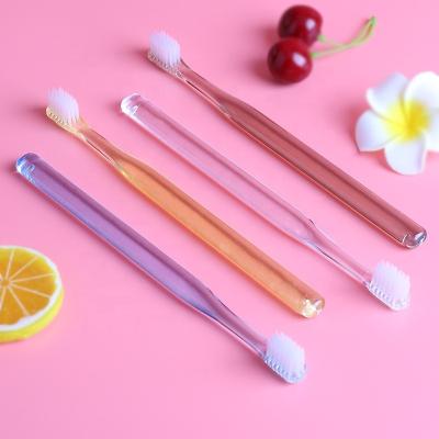 China Factory High Quality Clear Handle Nano Bristle Soft Toothbrush 4pcs/pack for sale