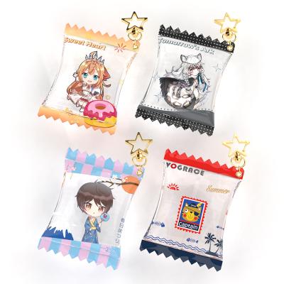 China Promotion Gift Ins Style Style Custom Cute Inflatable Charm Shaker Anime Acrylic Keychain Candy Charms With Glitter for sale