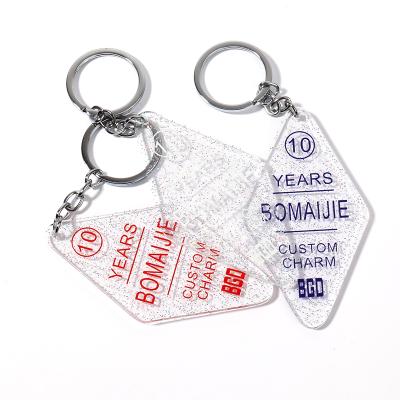 China Promotional Acrylic Key Chain Hotel Gift Glitter Gift/Decoration Gift/Promotional Printing Souvenirs Logo Charms Keychains for sale