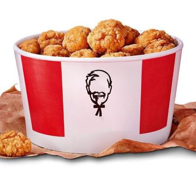 China Wholesale Disposable Reusable Custom Printed Food Packaging For Popcorn Soup Ice Cream White Paper Fried Chicken Bucket With Lid for sale