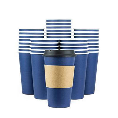 China 8oz disposable hot drink coffee ripple custom printed wallpaper cup single logo vasos de papel double with sleeves lid and holder for tea for sale