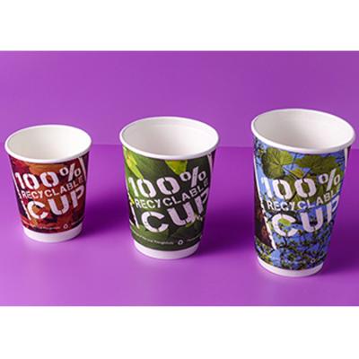 China New Designs Selling Disposable Printing 5oz 8oz 9oz 10oz 32oz Take Away Coffee Liquids Pla Paper Cups With Carrier Holder For Hot Drinks for sale