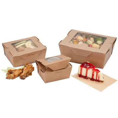 China Disposable Recycle Compostable Wax Coated Brown Window Kraft Paper Corrugated Cardboard Gift Packaging Food Grade Box for sale