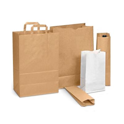 China Eco Friendly Recyclable Recycle Customized Logo Size Printed Grocery Brown Kraft Shopping Carry Packaging Paper Bags For Supermarket for sale