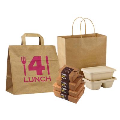 China Factory Recyclable Custom Design Grocery Shopping Carry Kraft Paper Packaging Recycled Brown Bag With Twisted Handles for sale