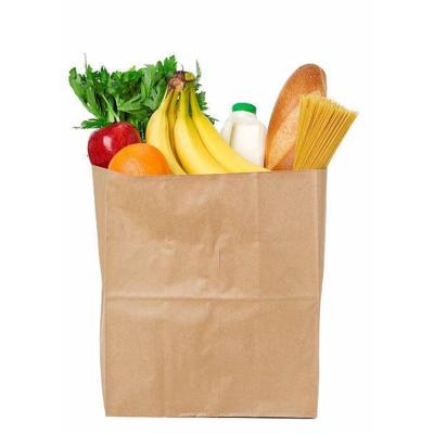 China Wholesale Recyclable Bulk Block Bottom Recycled Custom Grocery Food Packaging Kraft Paper Brown Paper Bags Small No Handles for sale