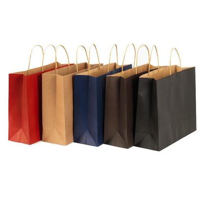 China Recyclable Custom Logo Paper Kraft Shopping Packaging Bag With Handle for sale