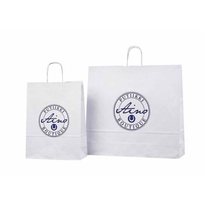 China Recyclable Recyclable Kraft Paper Bag With Your Own Logo , Custom Shopping Paper Bag For Food With Handle for sale