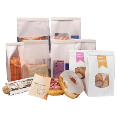 China Recyclable Wholesale Bakery Bread Packaging Small Custom Wax Coated Kraft Paper Bag For Food for sale